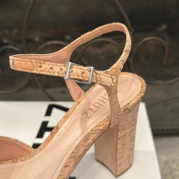 SCHUTZ Tan Platform Heels with Chunky Cork Heel - Picture 5 of 16